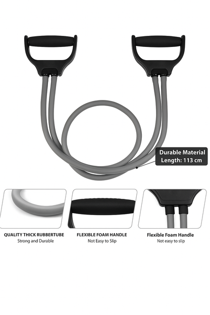 Heavy-duty double toning tube for full-body workout & stretching – Grey.